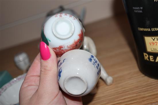 A quantity of Oriental wares including blue and white, crackle glaze, etc.